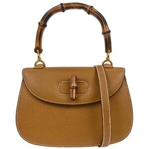Gucci Brown Pigskin Bamboo 2way Handbag 000 46 0188 186997
